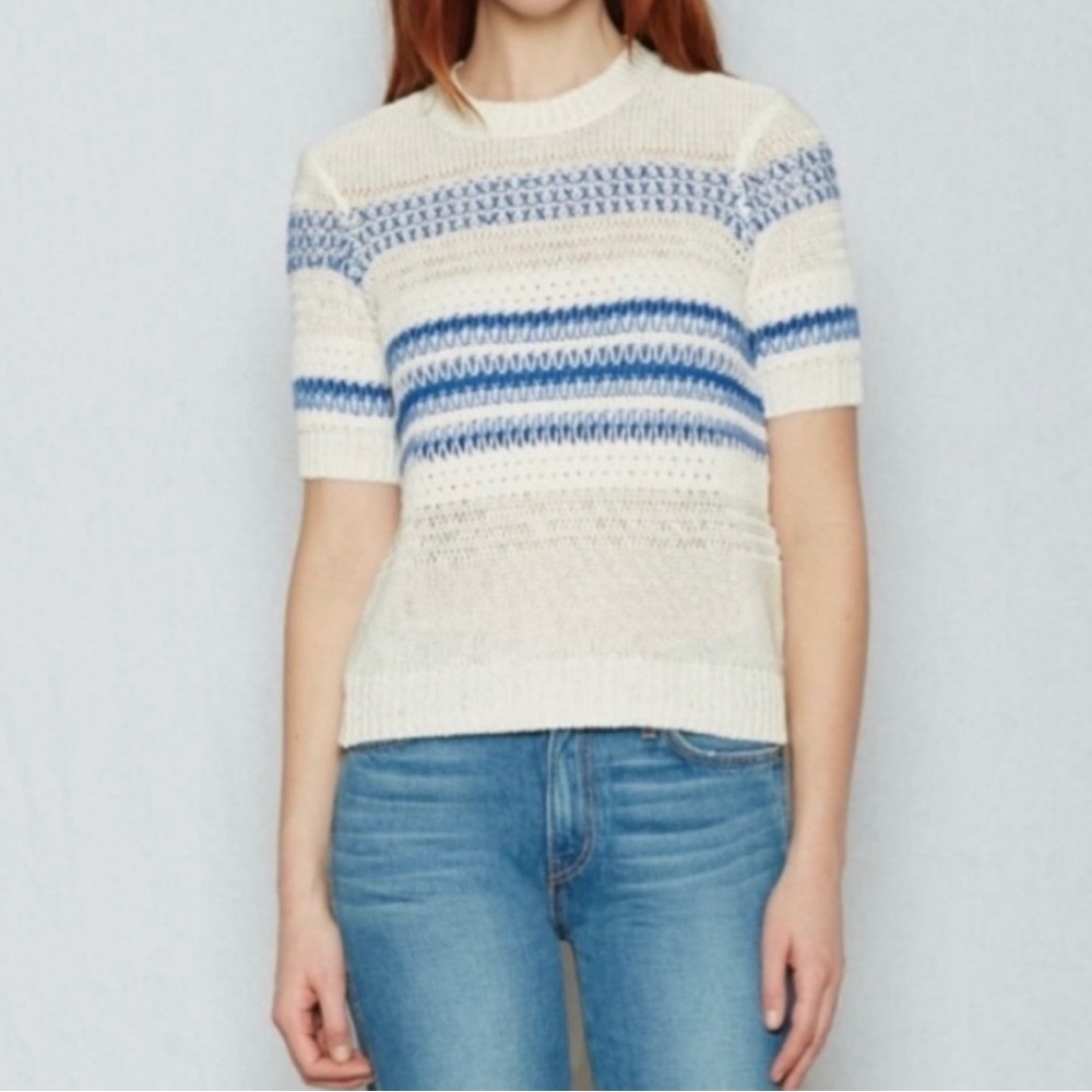 Current/Elliott The Mixed Stitch Stripe Sweater Blue Horizon Size 3 (L)